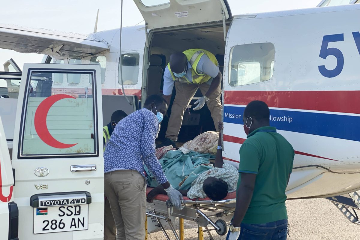 On Monday 19 June, Pilot Any MacDonald flew to Renk with medical supplies for Citizen's Call (The Citizens Call for the Emergency Evacuation and Reception of South Sudanese Trapped in the Sudans War). His passengers on the way back were refugees from the war in Sudan including a women who was injured in the fighting whilst fleeing from Khartoum.